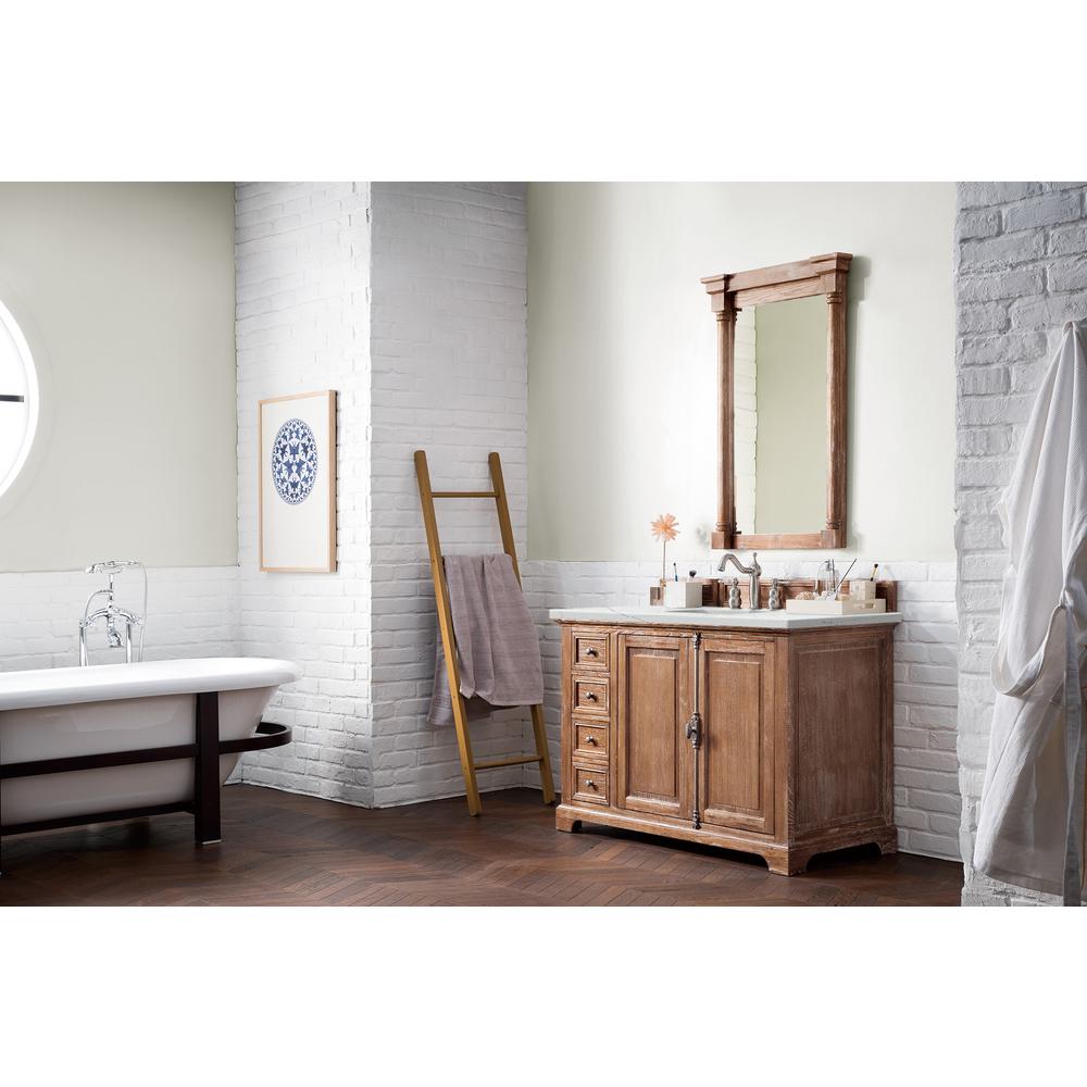48" Single Vanity Cabinet, Driftwood, w/ 3 CM Ethereal Noctis Quartz Top. Picture 3