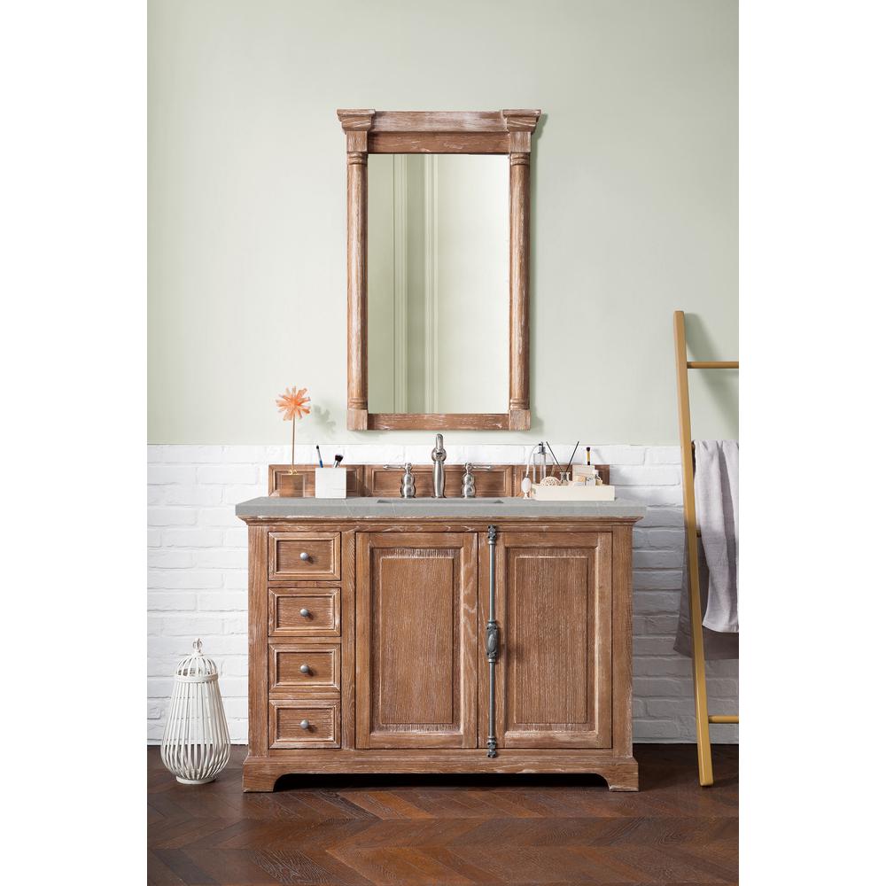 48" Single Vanity Cabinet, Driftwood, w/ 3 CM Eternal Serena Quartz Top. Picture 2