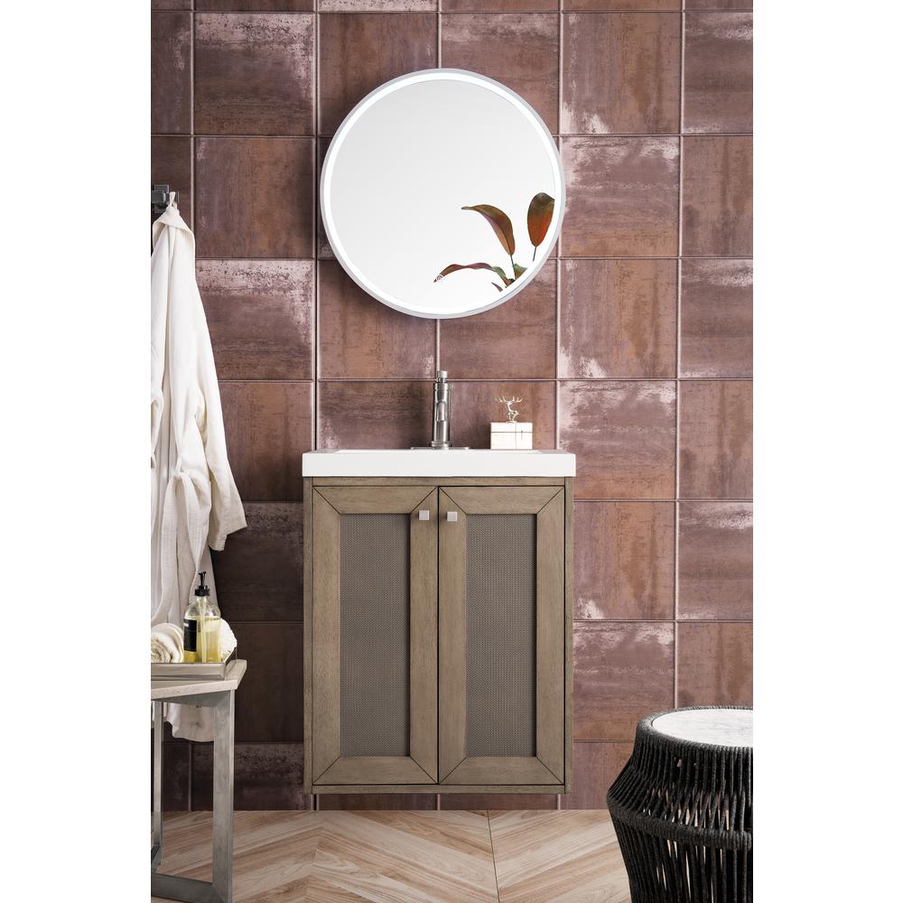 24" Single Vanity Cabinet, Whitewashed Walnut Composite Countertop. Picture 9