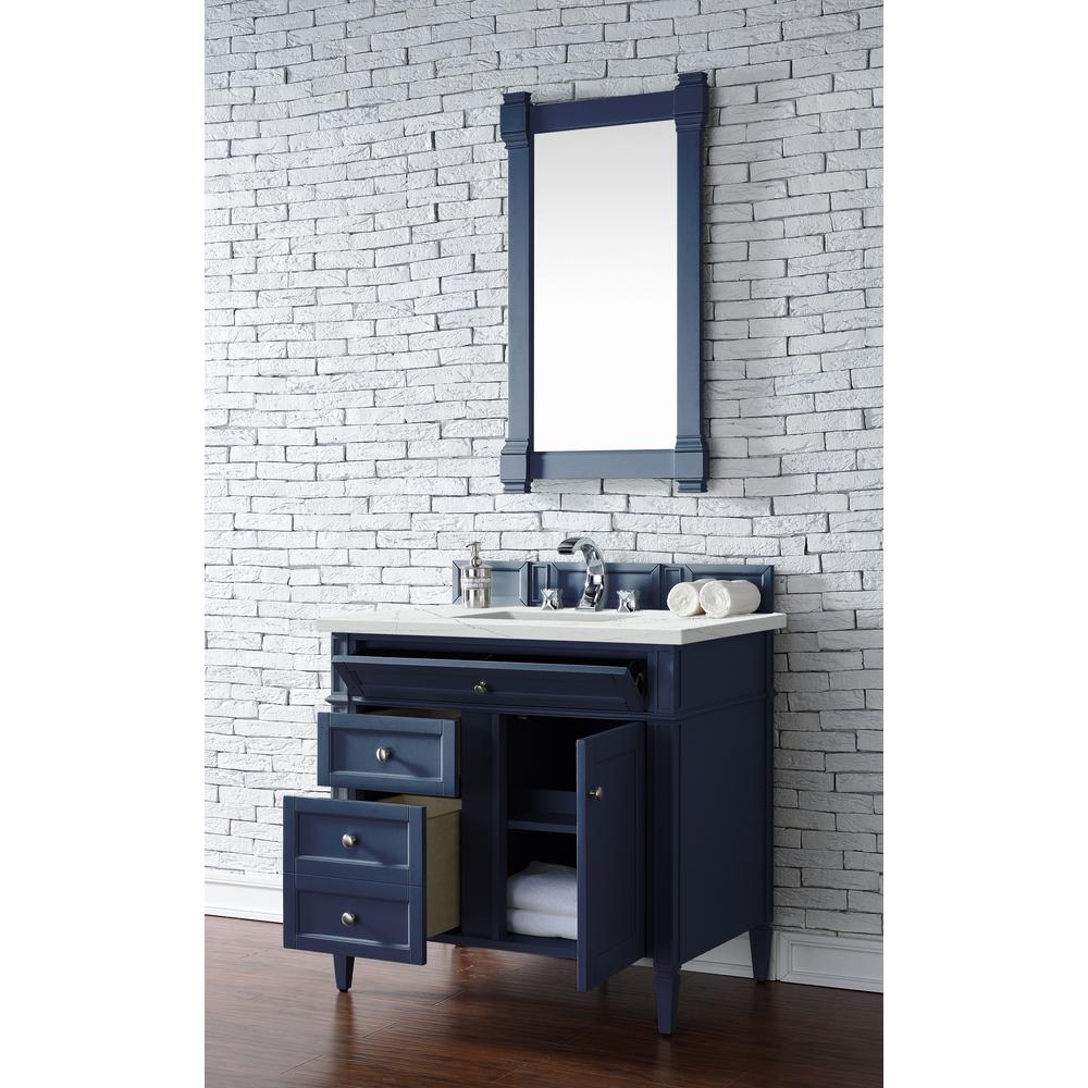Brittany 36" Victory Blue Single Vanity w/ 3 CM Ethereal Noctis Quartz Top. Picture 4