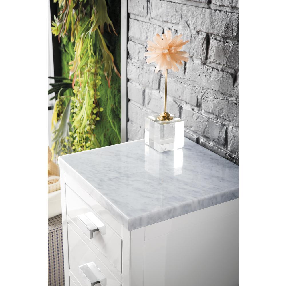 Addison 15"  Base Cabinet w/ Drawers, Glossy White w/ 3 CM Carrara Marble Top. Picture 6