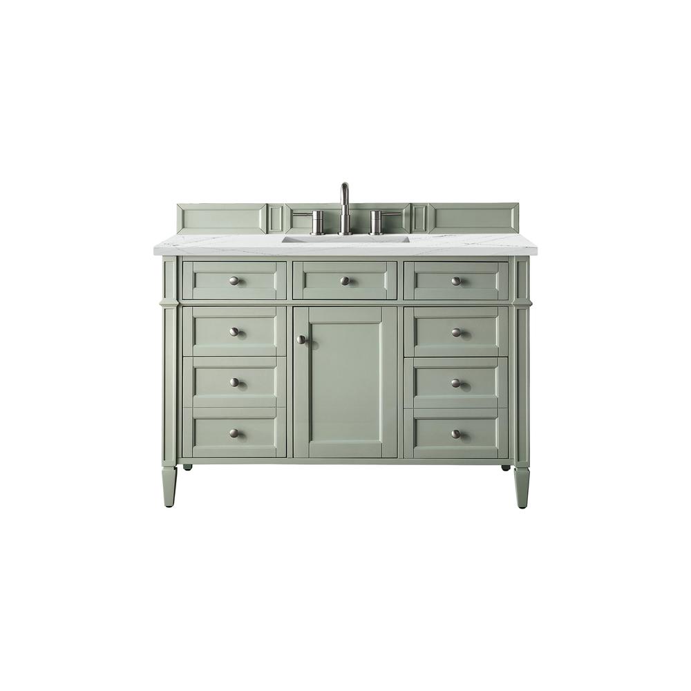 Brittany 48" Sage Green Single Vanity w/ 3 CM Ethereal Noctis Quartz Top. Picture 1