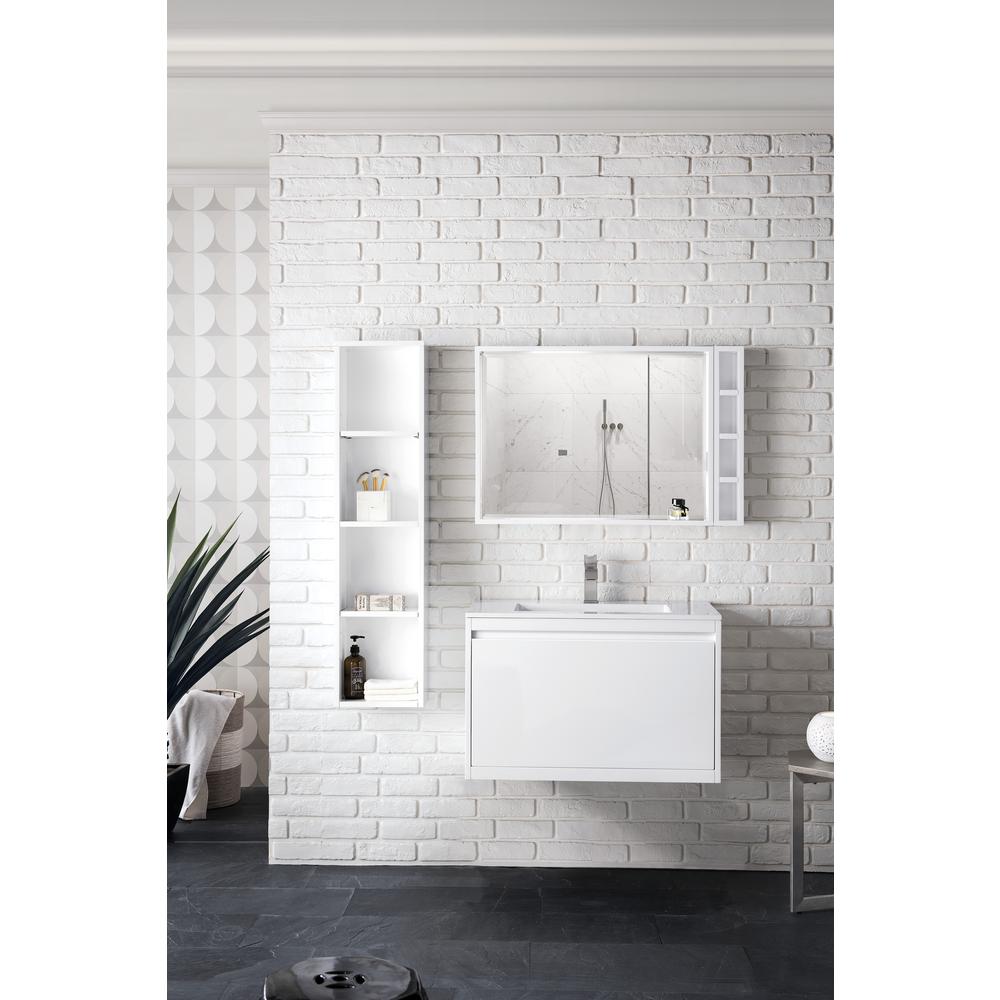 Milan 31.5" Single Vanity Cabinet, Glossy White w/Glossy White Composite Top. Picture 2