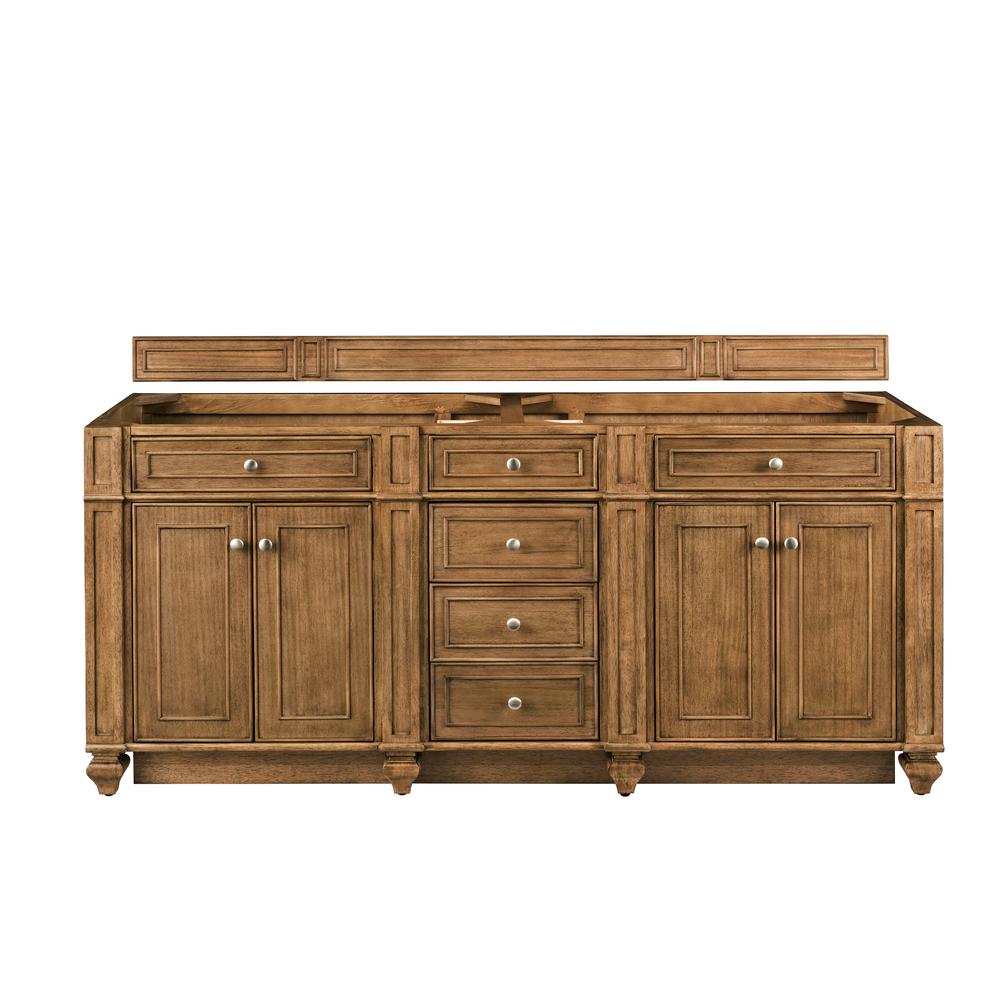 Bristol 72" Double Vanity, Saddle Brown. Picture 1