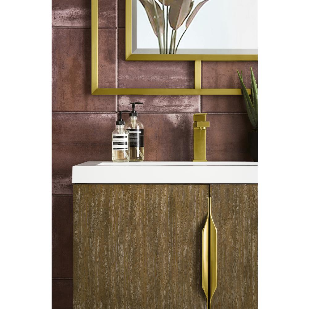 31.5" Single Vanity Cabinet, Latte Oak w/ White Glossy Composite Countertop. Picture 12
