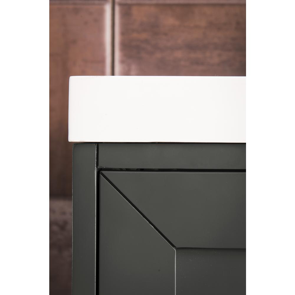 24" Single Vanity Cabinet, Mineral Grey, Brushed Nickel, Composite Countertop. Picture 5