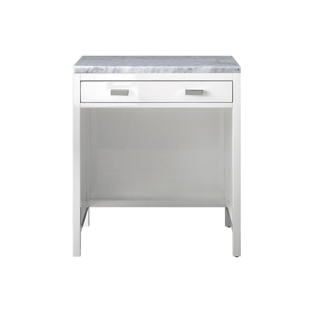 30" Free-standing Countertop Unit (Makeup Counter), Glossy White w/ Marble Top. Picture 1