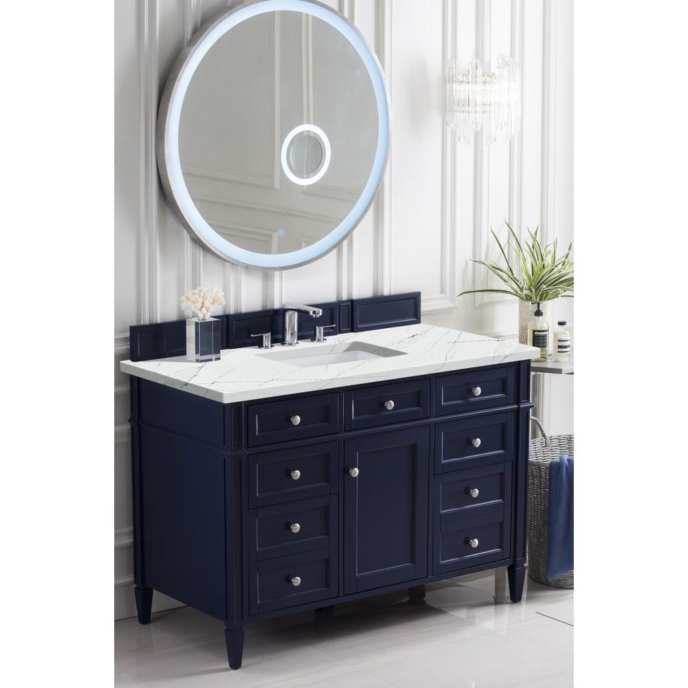 Brittany 48" Victory Blue Single Vanity w/ 3 CM Ethereal Noctis Quartz Top. Picture 3