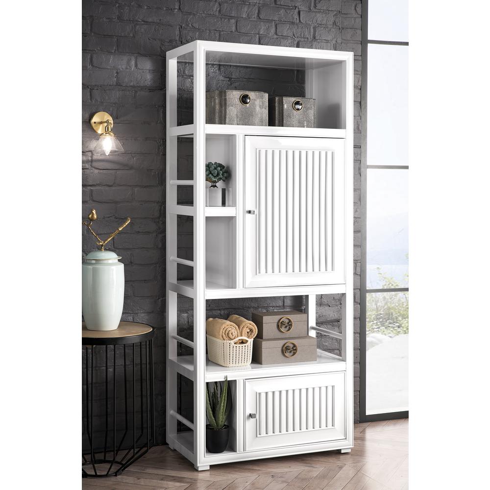 Athens 30" Bookcase Linen Cabinet (double-sided), Glossy White. Picture 4