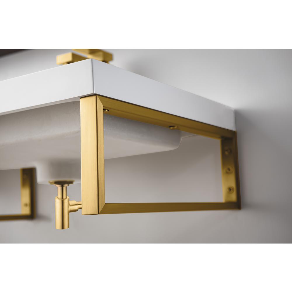 Three 18" Wall Brackets, Radiant Gold w/47" White Glossy Composite Countertop. Picture 5