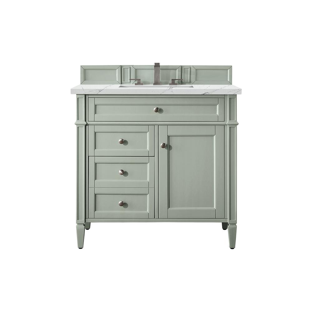 Brittany 36" Sage Green Single Vanity w/ 3 CM Ethereal Noctis Quartz Top. Picture 1