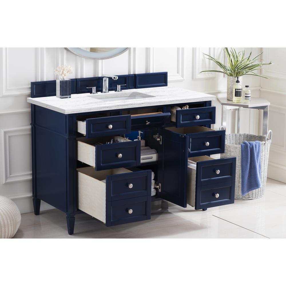 Brittany 48" Victory Blue Single Vanity w/ 3 CM Arctic Fall Solid Surface Top. Picture 4