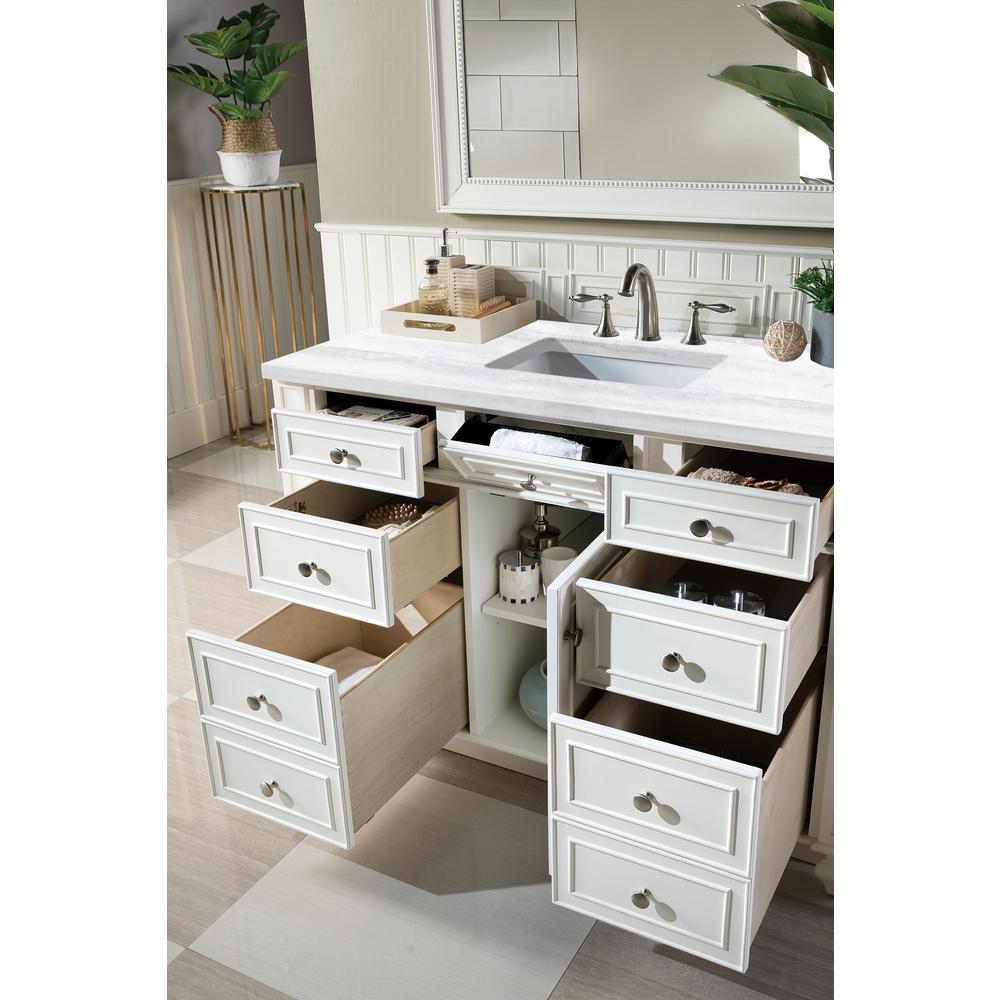 Bristol 48" Single Vanity, Bright White, w/ 3 CM Arctic Fall Solid Surface Top. Picture 4