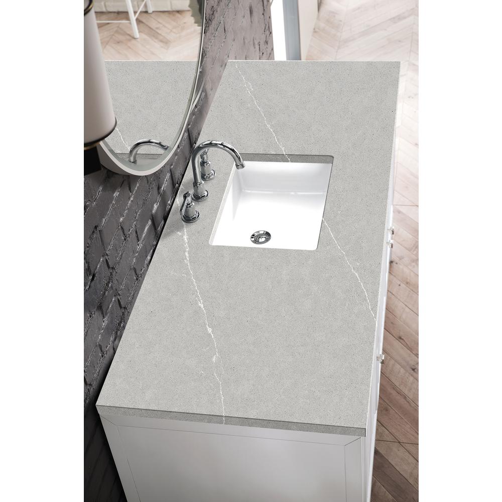 Athens 60" Single Vanity Cabinet , Glossy White, w/ 3 CM Eternal Serena Top. Picture 3