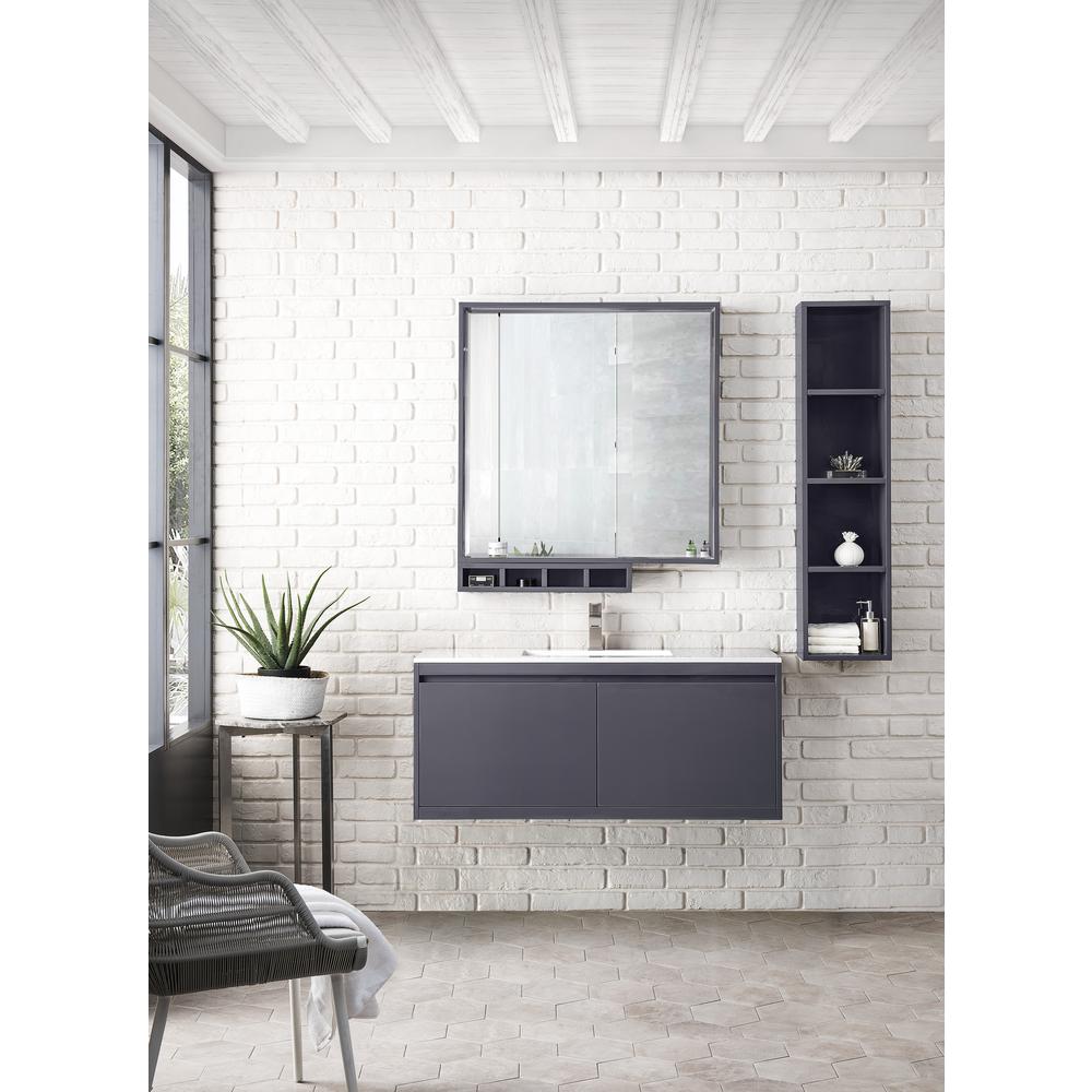 47.3" Single Vanity Cabinet, Modern Grey Glossy w/Glossy White Composite Top. Picture 2
