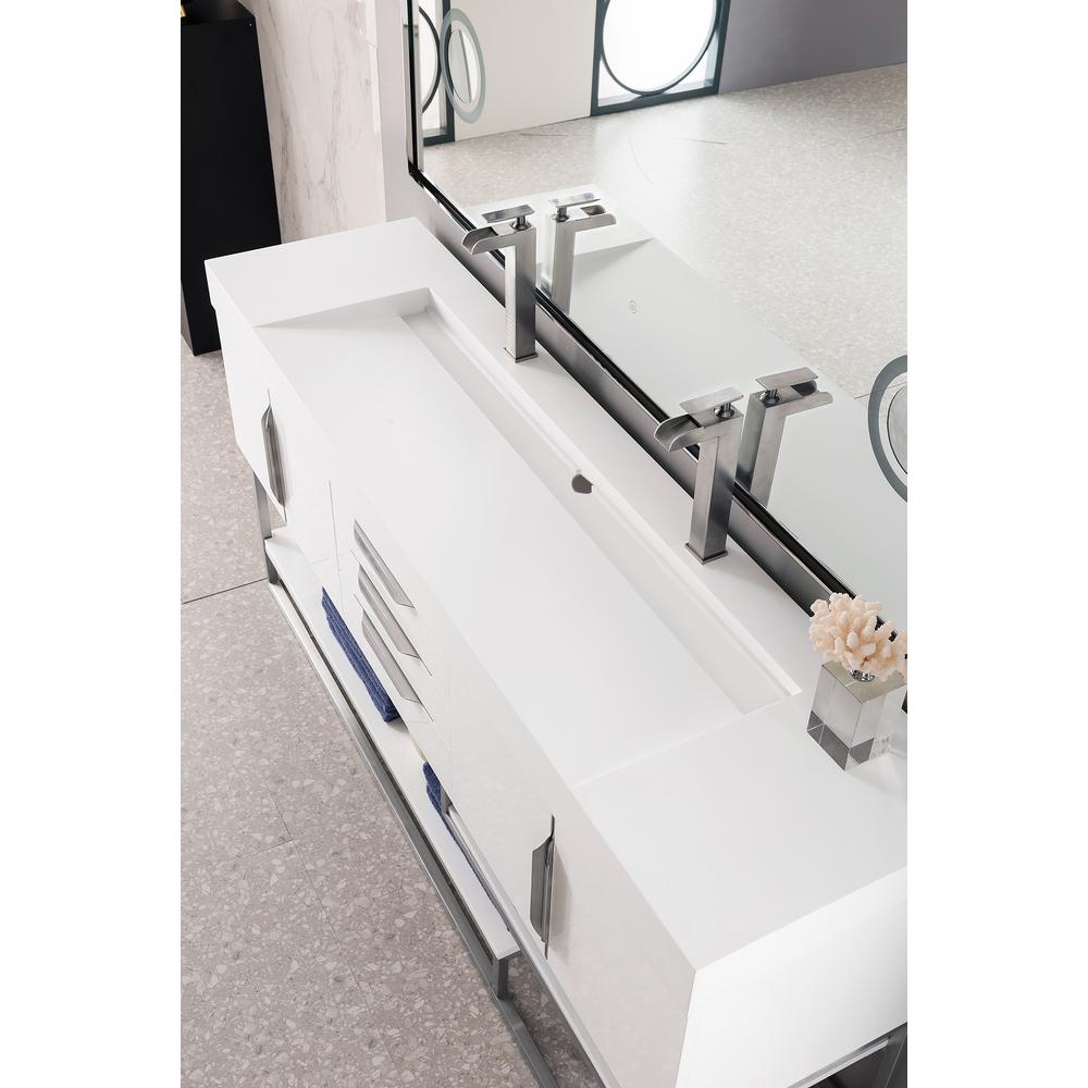 Columbia 72" Double Vanity, Glossy White w/ Glossy White Composite Top. Picture 5