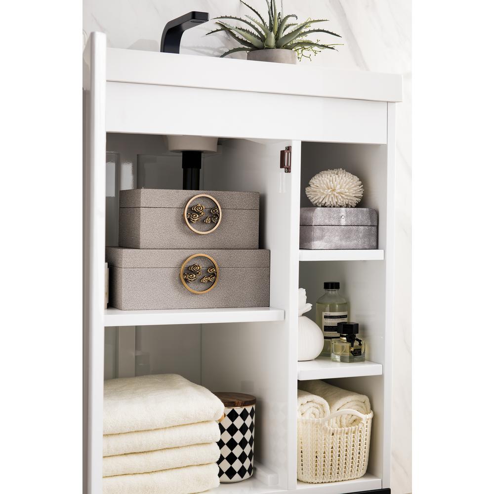 24" Single Vanity Cabinet, White, Matte Black w/White Composite Countertop. Picture 5