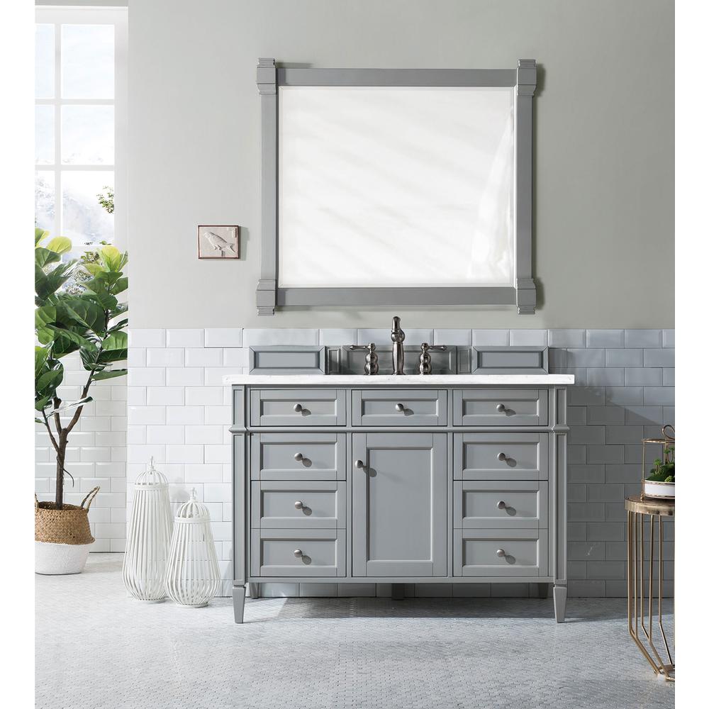 Brittany 48" Urban Gray Single Vanity w/ 3 CM Arctic Fall Solid Surface Top. Picture 2