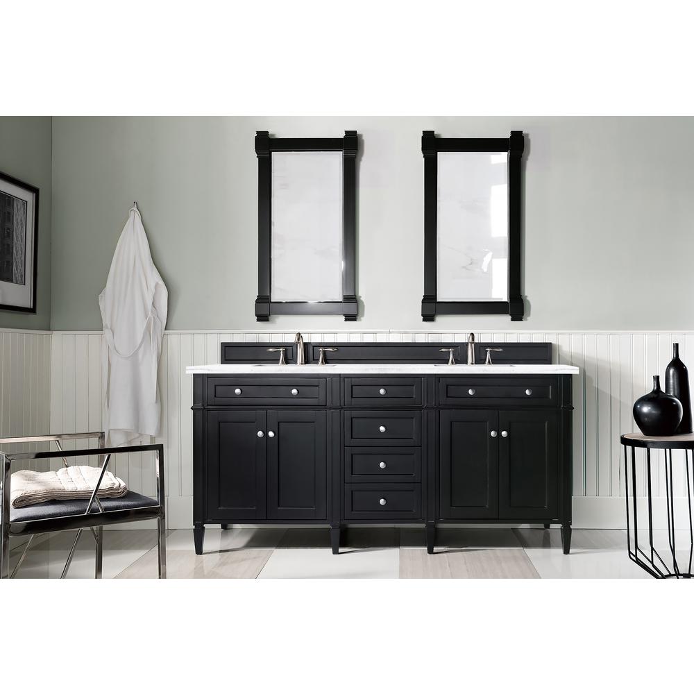 Brittany 72" Black Onyx Double Vanity w/ 3 CM Arctic Fall Solid Surface Top. Picture 2