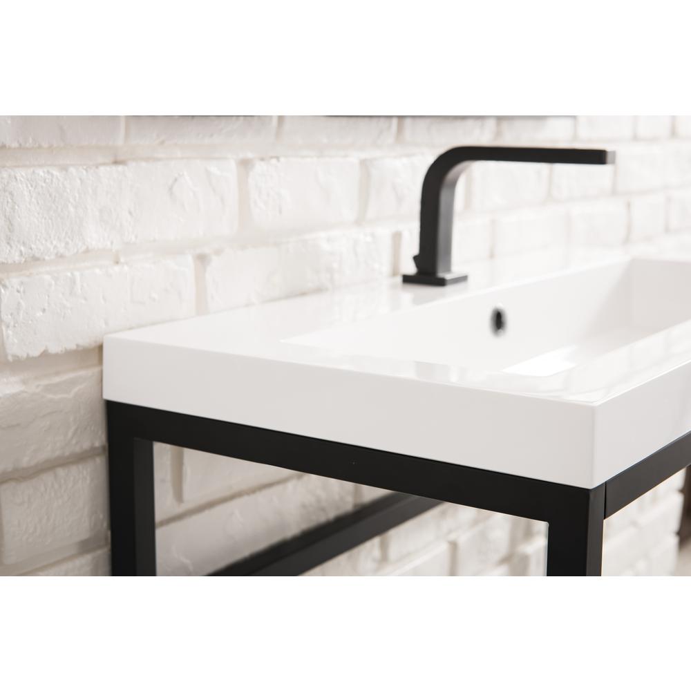 31.5" Stainless Steel Sink Console, Matte Black Composite Countertop. Picture 5