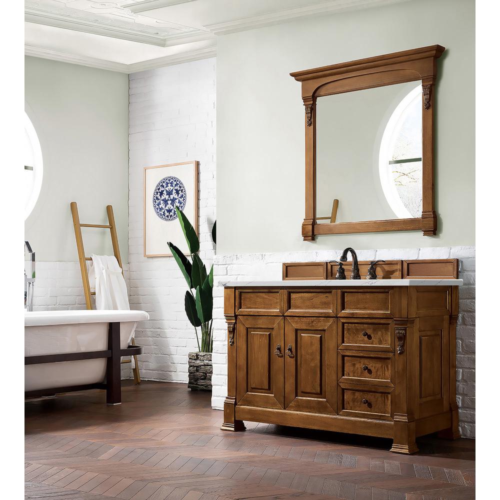 Brookfield 48" Single Vanity, Country Oak w/ 3 CM Ethereal Noctis Quartz Top. Picture 3