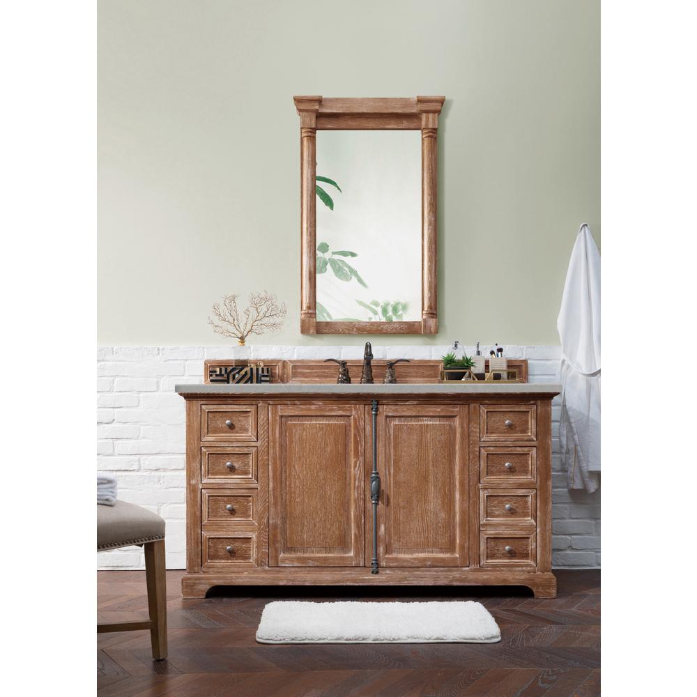 60" Single Vanity Cabinet, Driftwood, w/ 3 CM Eternal Serena Quartz Top. Picture 2