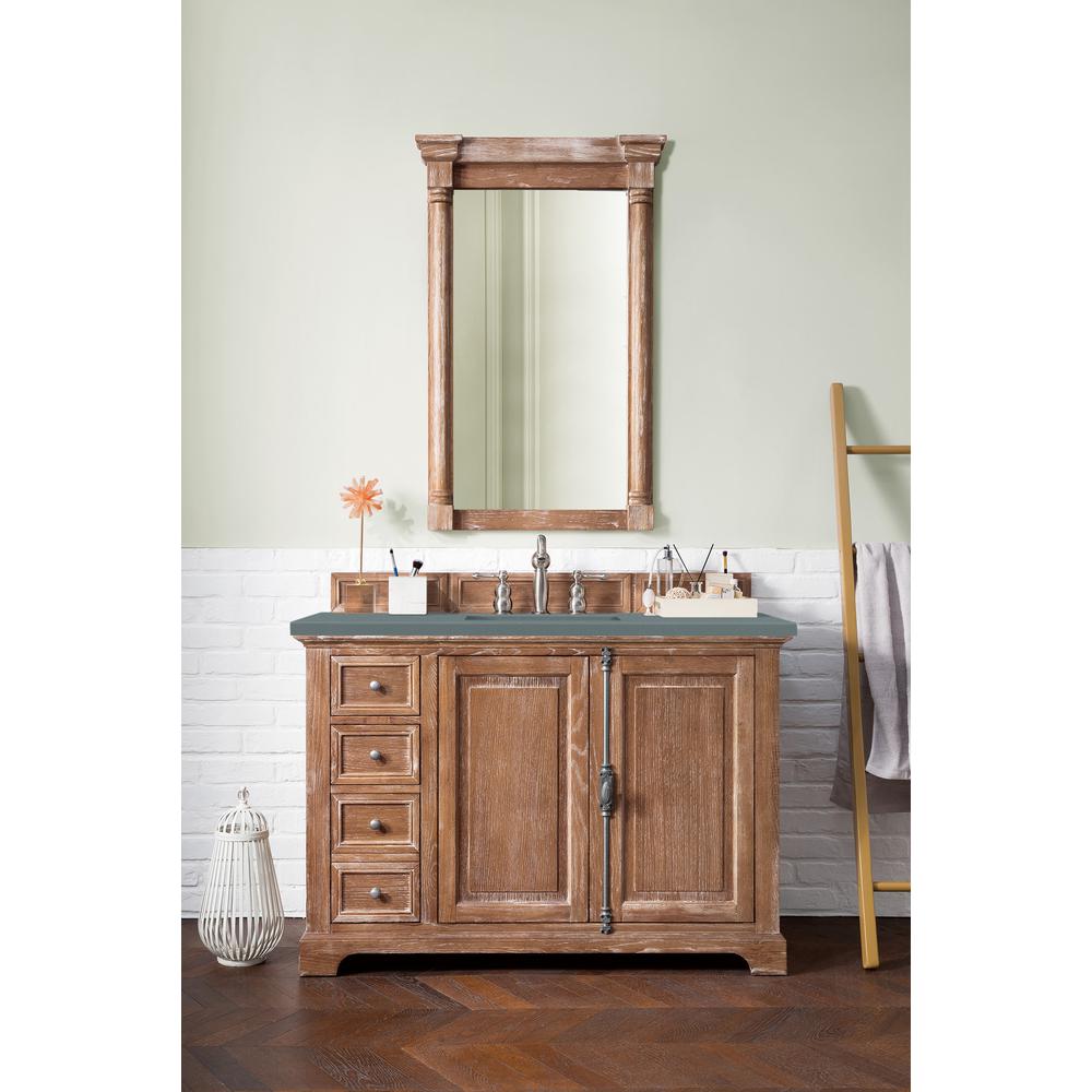 Providence 48" Single Vanity Cabinet, Driftwood, w/ 3 CM Cala Blue Quartz Top. Picture 2