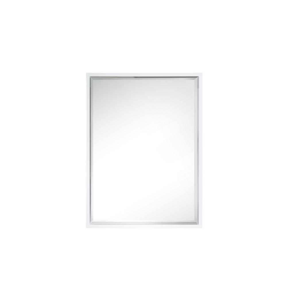 Milan 23.6" Rectangular Cube Mirror, Glossy White. Picture 1