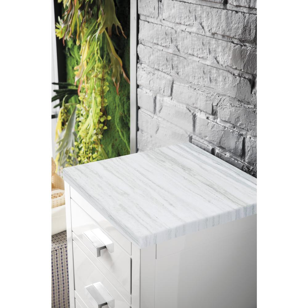 15"  Base Cabinet w/ Drawers, Glossy White w/ 3 CM Arctic Fall Solid Surface Top. Picture 2