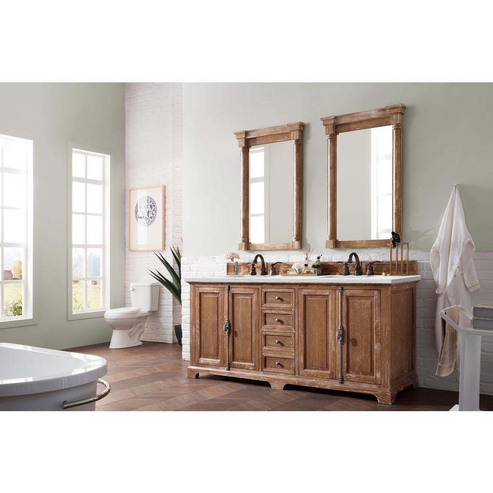 72" Double Vanity Cabinet, Driftwood, w/ 3 CM Ethereal Noctis Quartz Top. Picture 3