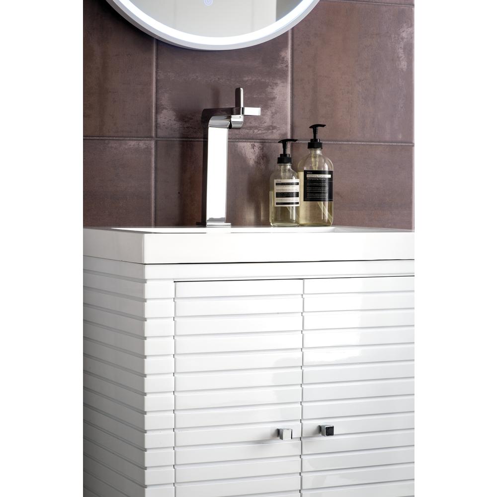 24" Single Vanity Cabinet, Glossy White w/ White Glossy Composite Countertop. Picture 7