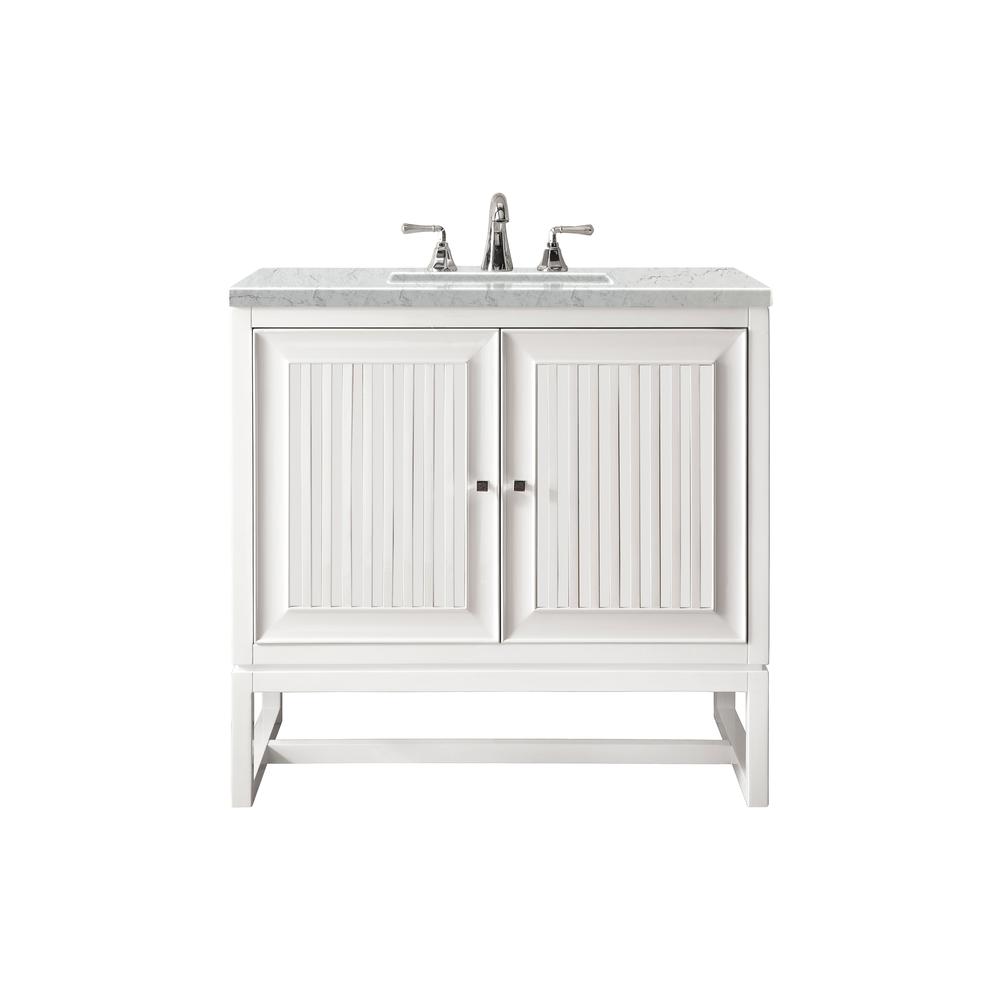 30" Single Vanity Cabinet, Glossy White, Quartz Top. Picture 1