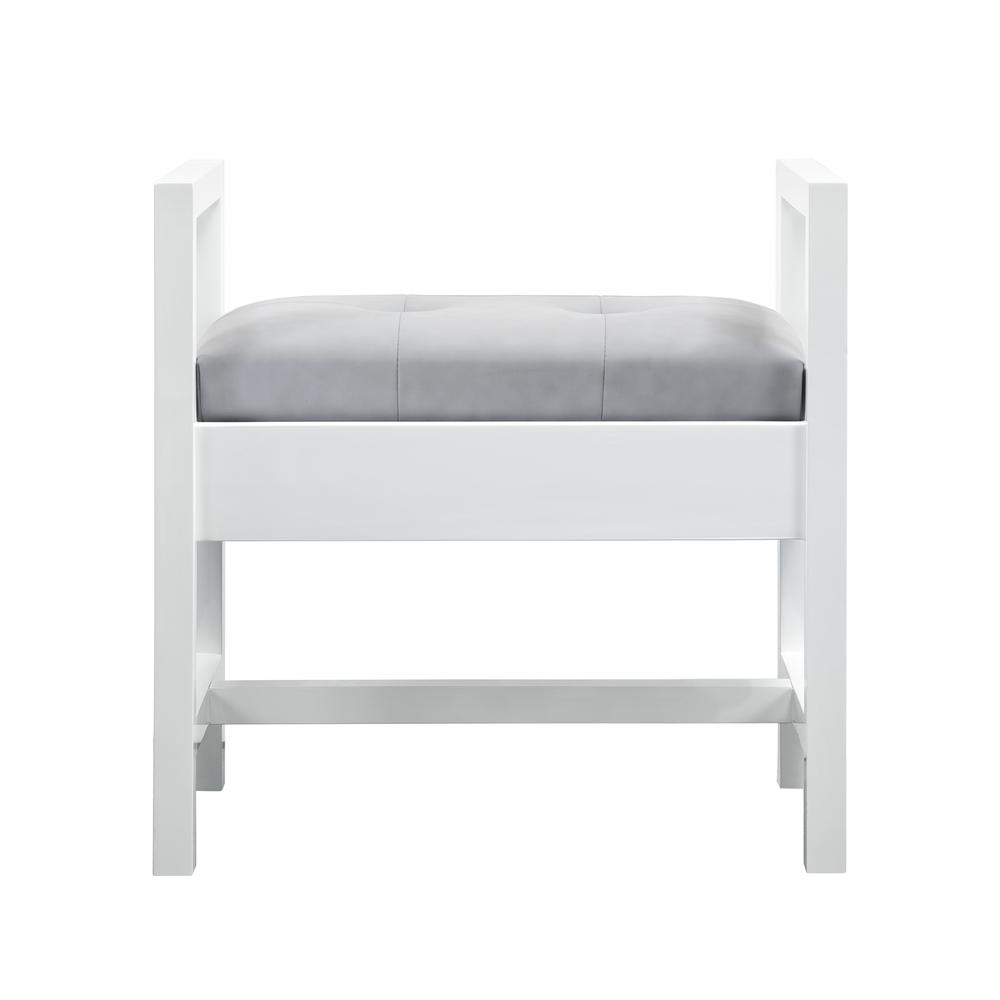 Addison 24.5" Upholsted Bench, Glossy White. Picture 1