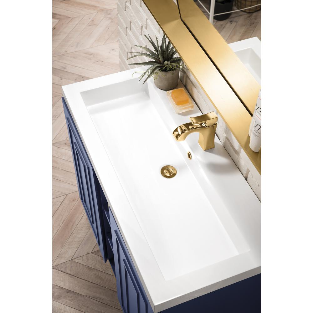 39.5" Single Vanity Cabinet, Azure Blue, Radiant Gold w/White Countertop. Picture 5