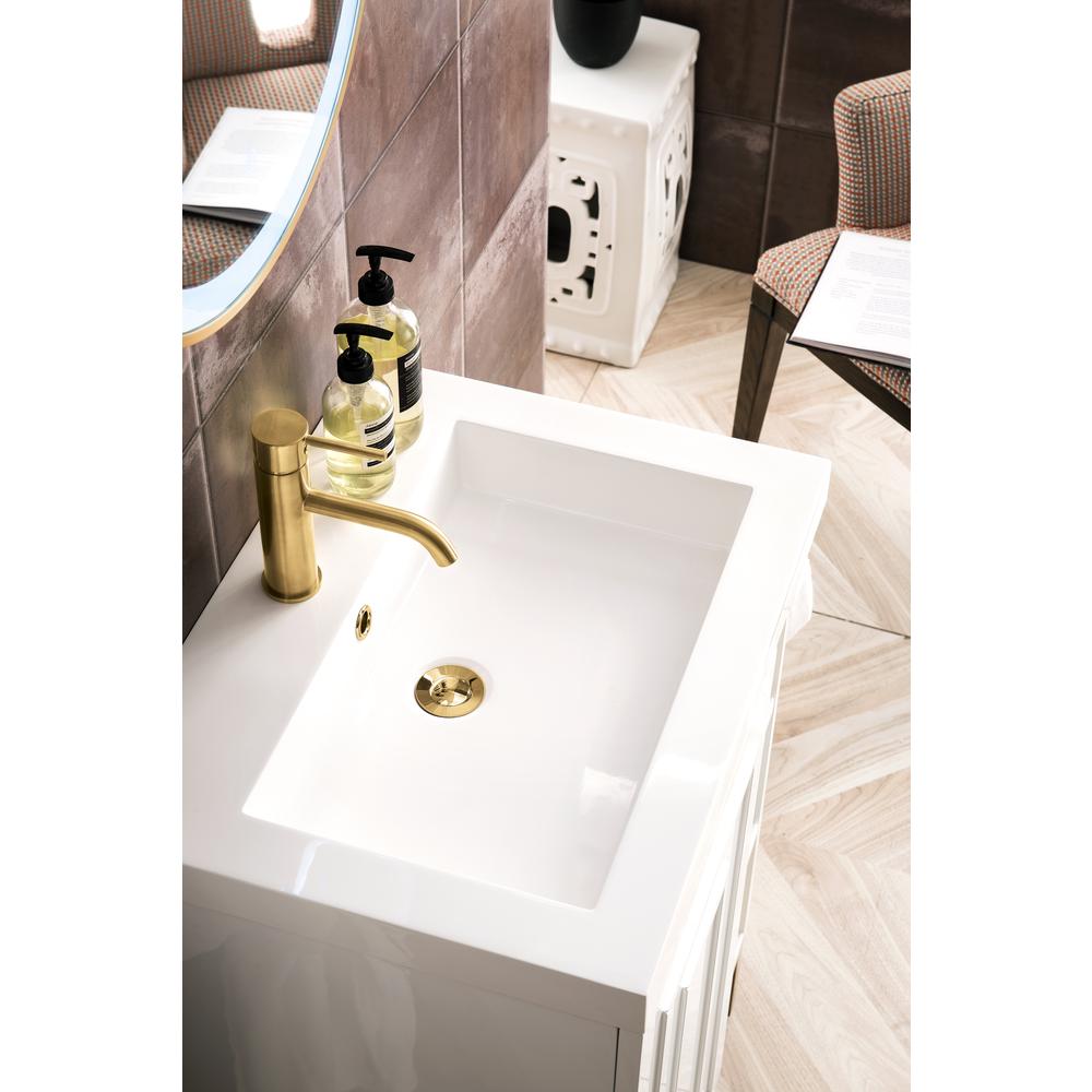 24" Single Vanity Cabinet, White, Radiant Gold w/White Composite Countertop. Picture 6