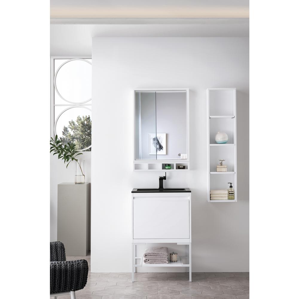 23.6" Single Vanity Cabinet, Glossy White, Glossy White Composite Top. Picture 2