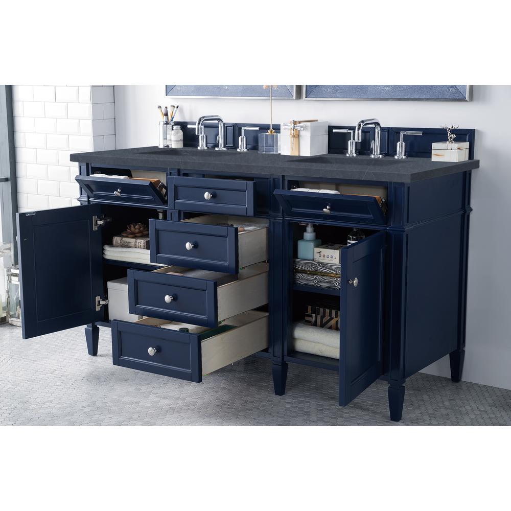 Brittany 60" Victory Blue Double Vanity w/ 3 CM Charcoal Soapstone Quartz Top. Picture 4