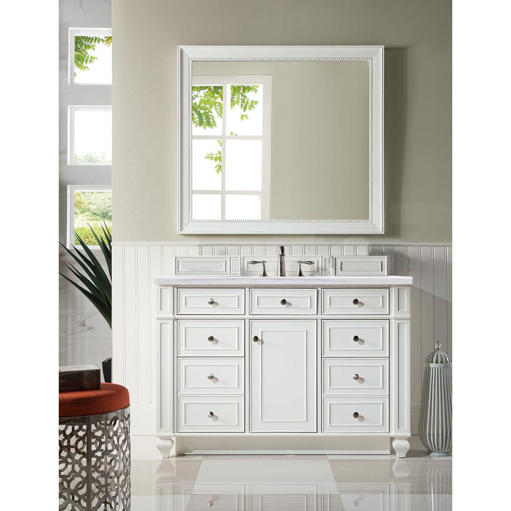 Bristol 48" Single Vanity, Bright White, w/ 3 CM Arctic Fall Solid Surface Top. Picture 2