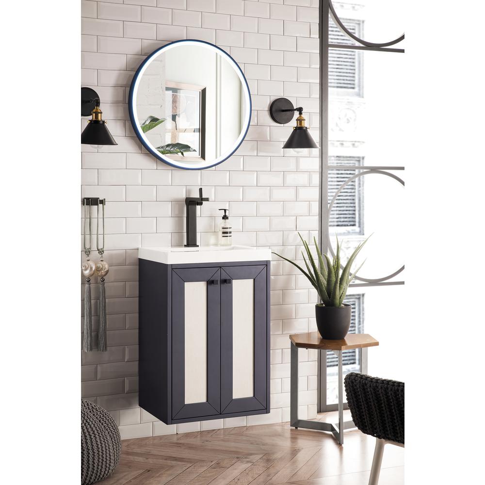 20" Single Vanity Cabinet, Mineral Grey w/ White Glossy Composite Countertop. Picture 6