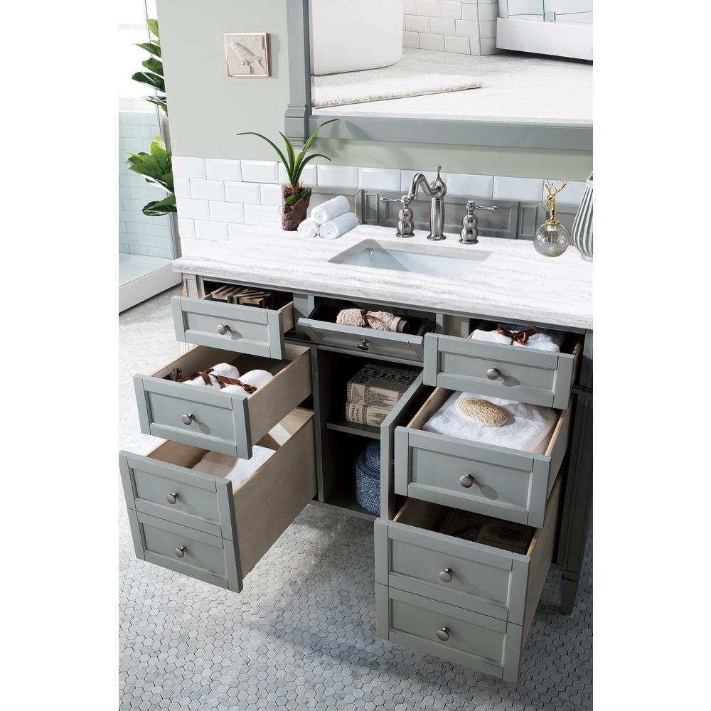 Brittany 48" Urban Gray Single Vanity w/ 3 CM Arctic Fall Solid Surface Top. Picture 4