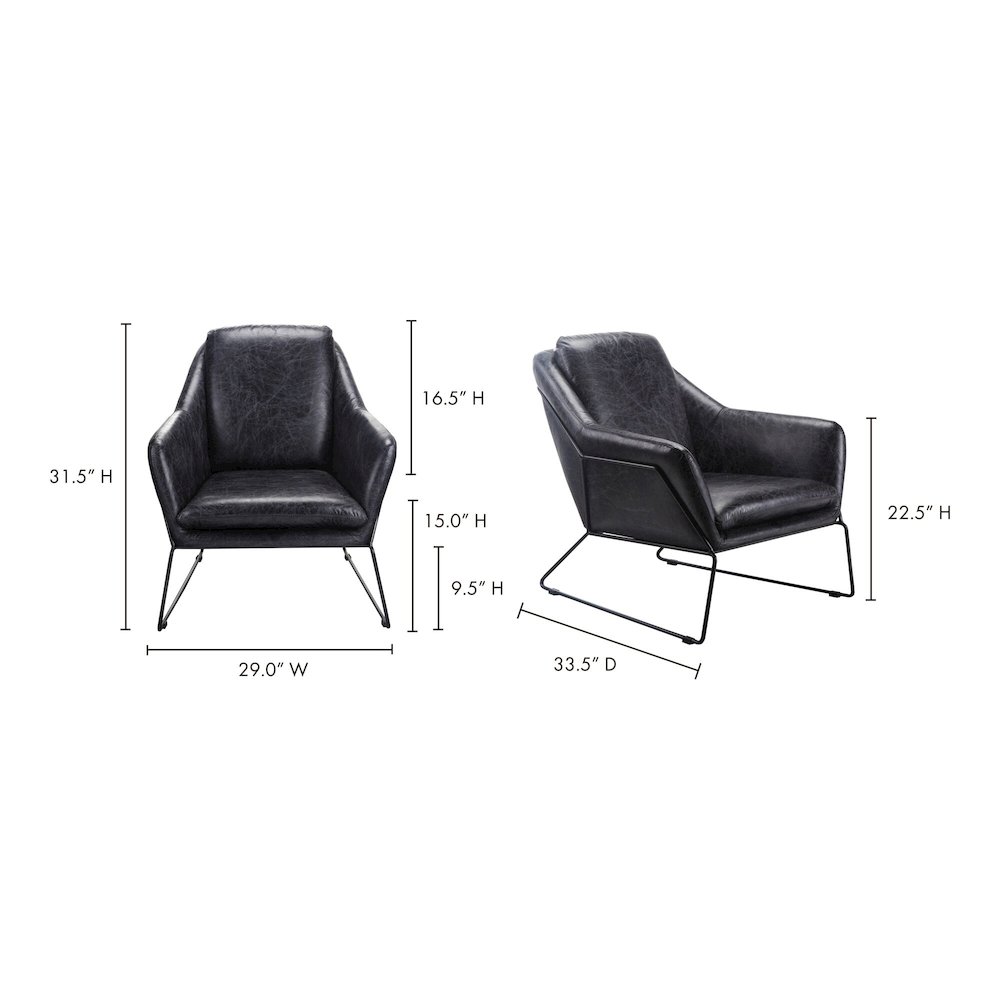 Sleek Black Leather Club Chair - Greer Collection, Belen Kox. Picture 8