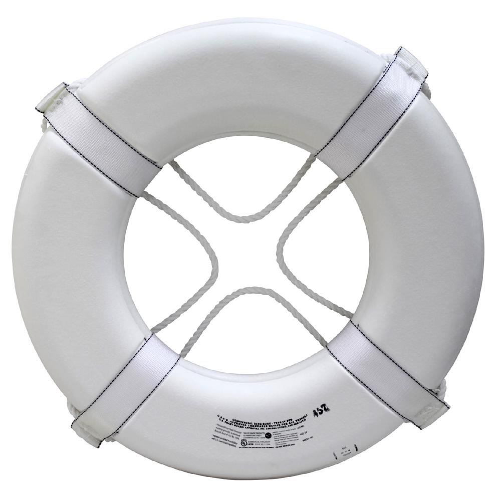 24" Ring Buoy, USGC Approved, White. Picture 1