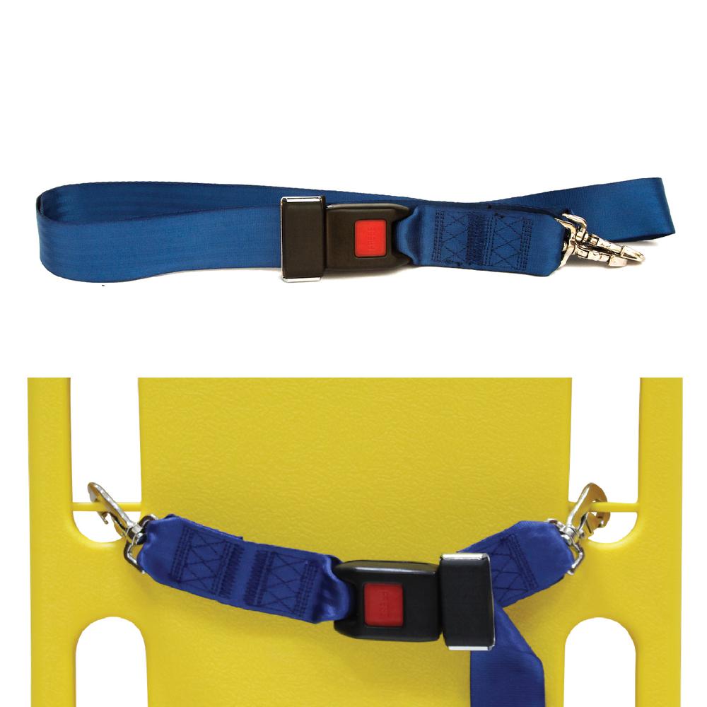 Two Piece Spineboard Strap with Metal Seat Belt Buckle, Royal Blue. Picture 1