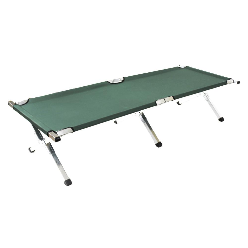 Aluminum Military and Camping Portable Folding Cot Stretcher, Green. Picture 1