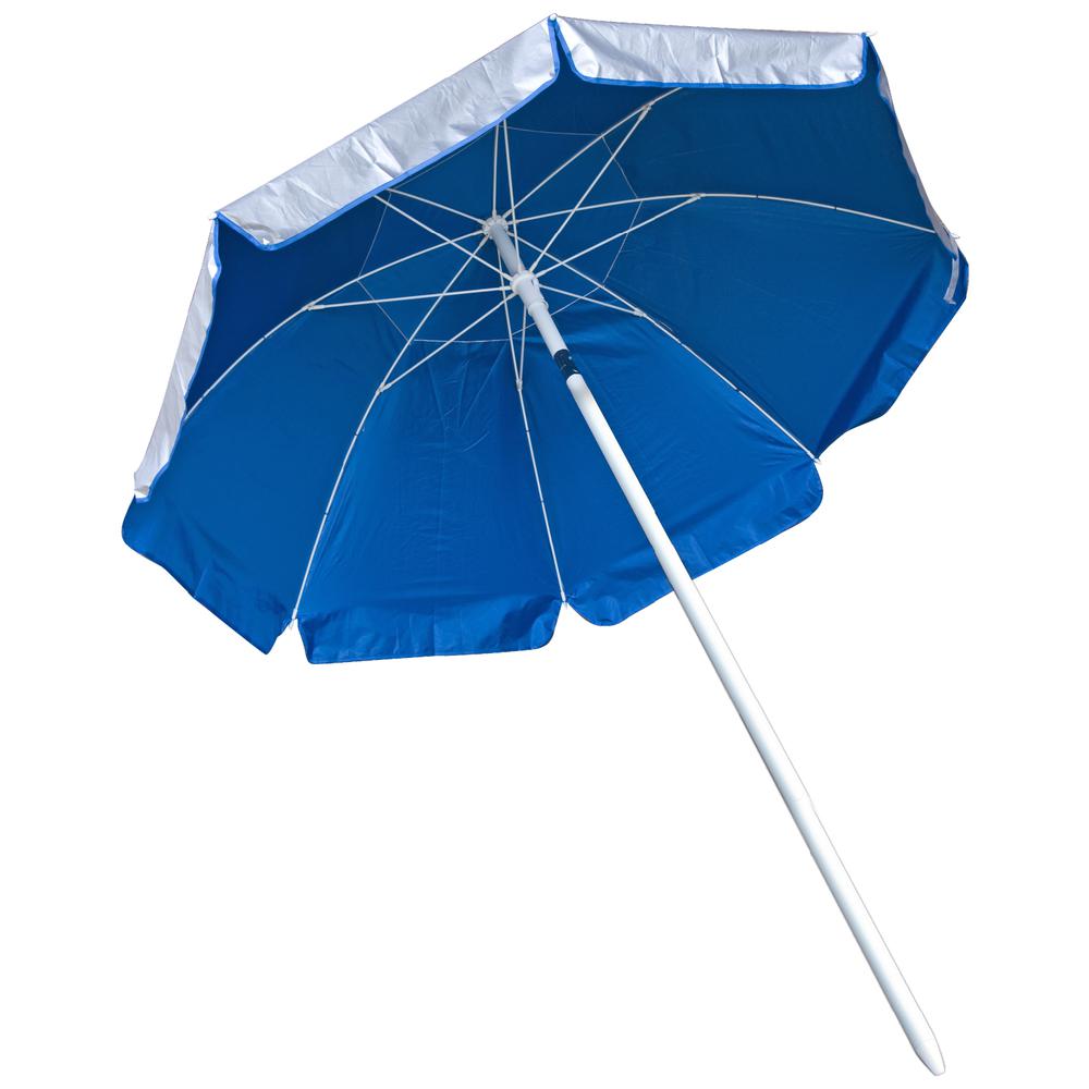5.5' Wind Umbrella, Silver / Royal Blue. Picture 1