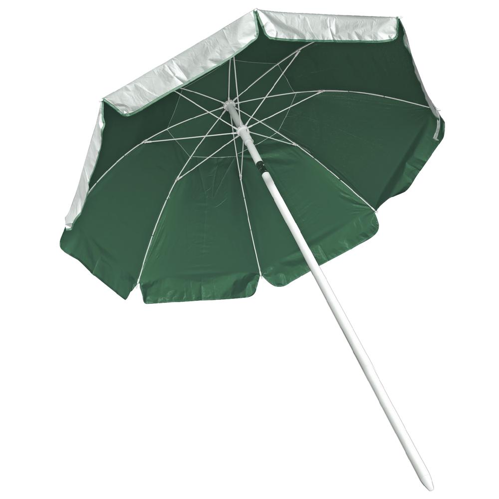 5.5' Wind Umbrella, Silver / Pine Green. Picture 1