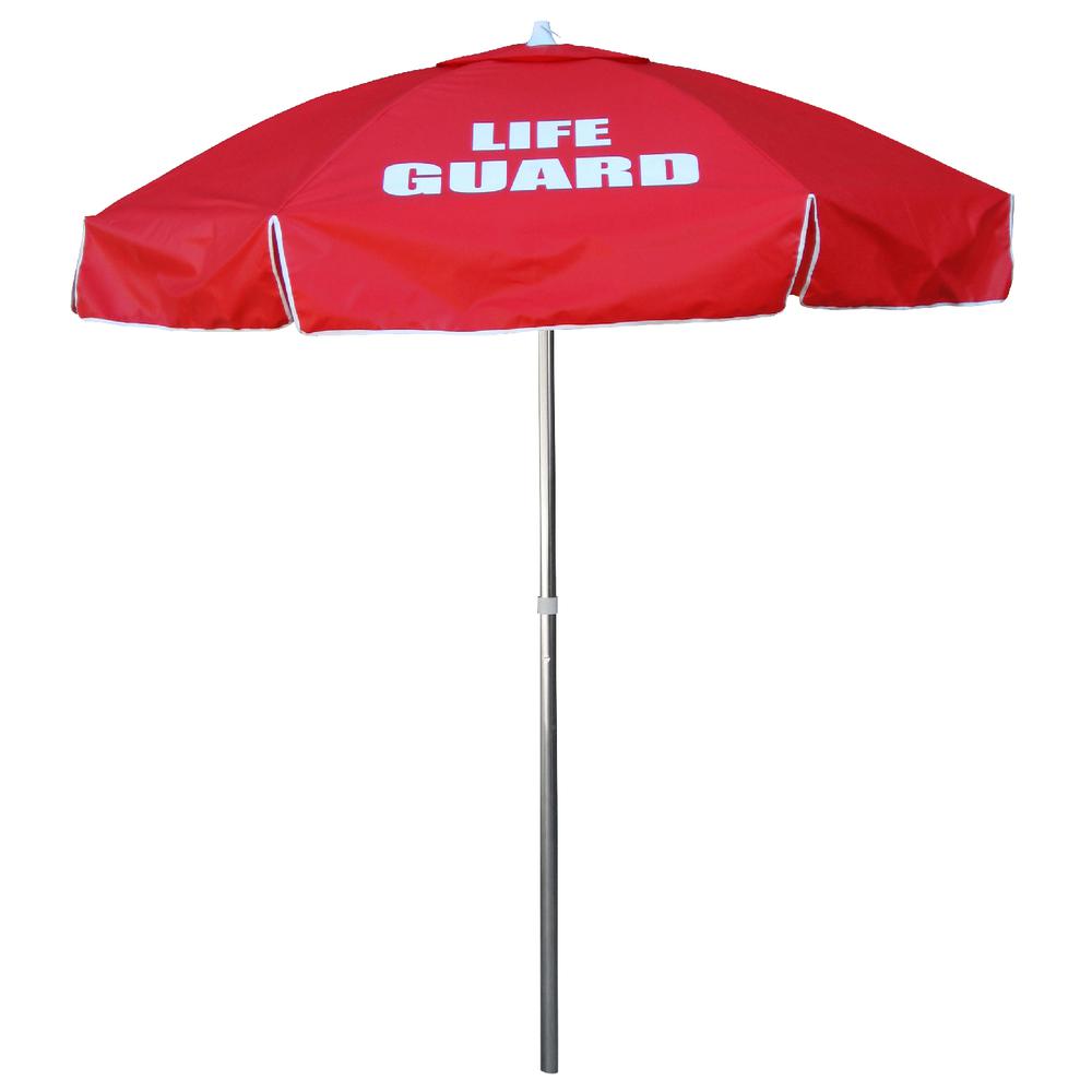 6' Umbrella with LIFE GUARD Logo, Red. Picture 1