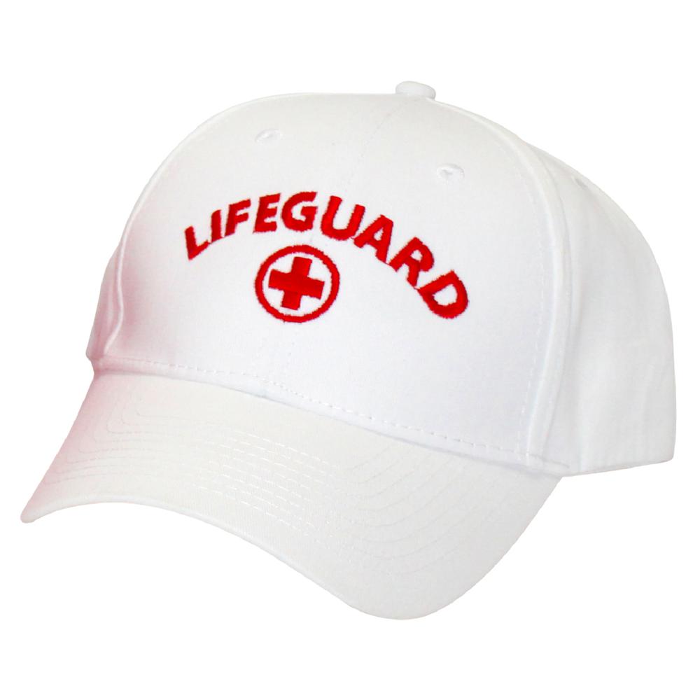 Lifeguard Cap, Low Profile with White Embroidered Logo, White. Picture 1