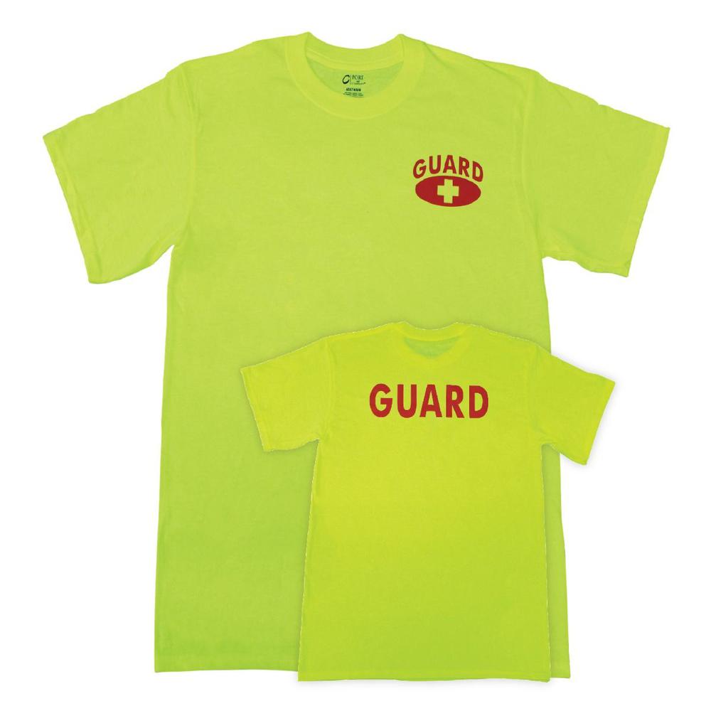 GUARD T-Shirt, Safety Green, 100% Cotton, Printed Front & Back, Size Medium. Picture 1