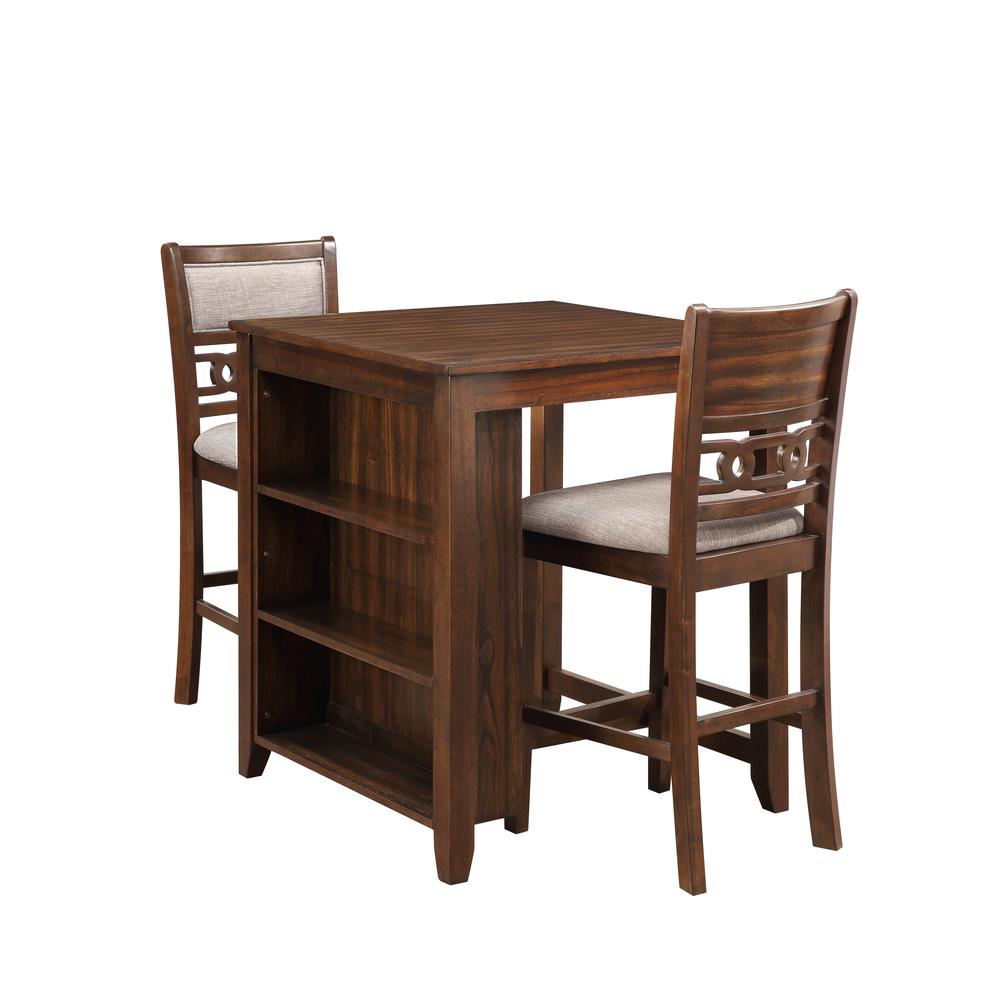 Furniture Gia Solid Wood Counter Table 2 Chairs in Cherry Brown. Picture 1